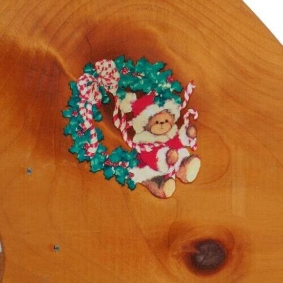 Vintage Wooden Santa Sled With Decals Natural Farmhouse MCM Large Arrangemets - Picture 5 of 9